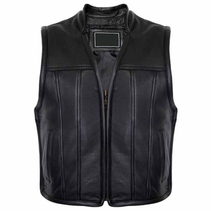 Gilet en cuir pour homme de haute qualité, séchage rapide, respirant, chaud, réversible, vêtement d'extérieur pour moto, sport - Product Image 1