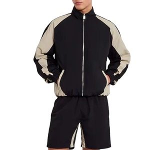 Ensemble coupe-vent pour homme, veste à capuche et pantalon décontractés en deux pièces, léger, séchage rapide, vêtements décontractés et sportifs, survêtement coupe-vent - Product Image 1