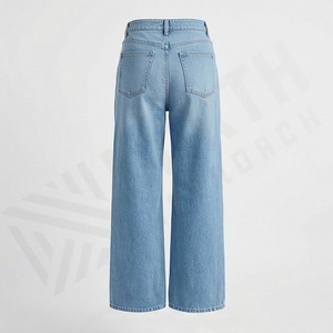 Pantalons en jean larges et décontractés pour femmes, en coton, couleur personnalisée, respirants, durables, lavage vintage, prix raisonnable, taille plus, mode - Product Image 2