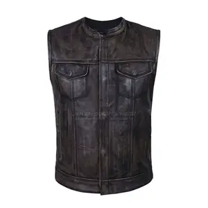 Gilet en cuir pour hommes adultes, meilleure vente en cuir véritable dans un nouveau style Gilet en cuir de haute qualité