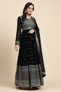 Ensemble de salwar kameez ethnique en georgette brodé pour femmes Trendmalls G243, vêtements de mariage indiens/pakistanais avec kurta et pantalon - Product Image 2