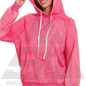 Sudadera con Capucha de Felpa Suave con Lavado Ácido para Mujer, Estilo Desgastado, Casual, Urbana, Ligera, Cómoda, con Logotipo Bordado en la Parte Delantera - Product Image 3