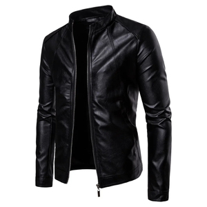 Chaqueta negra de alta calidad con cierre de cremallera Chaquetas de cuero para hombre Material de alta calidad Parte superior para hombre - Product Image 2