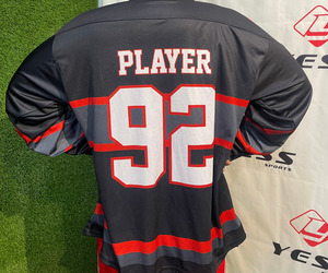 Uniformes de hockey sur glace pour hommes, impression par sublimation personnalisée en gros, haute qualité, respirants, coupe-vent, 100% polyester - Product Image 1