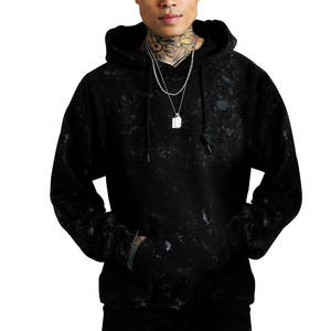 Sudadera térmica extragrande para hombre con diseño estampado bordado, 100% algodón polar, con capucha y bolsillo, para invierno, suministro ODM, lavado ácido, 550g - Product Image 1