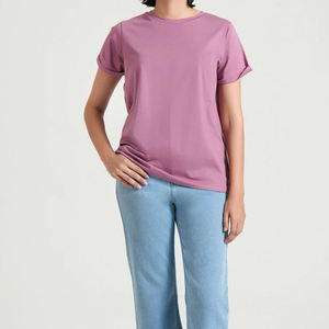 Wholesale Custom 100% Cotton Women T <b>Shirt</b> High Quality Plain Oversized Summer Casual Short Sleeve Solid Color Crew Neck Tee - Product Image 5