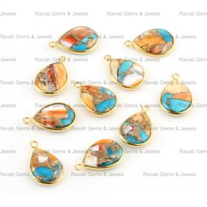 จี้ห้อยรูปทรงลูกแพร์ 12x16 มม. ทำจากหอยมอฮาวีสปายนี่ คัปเปอร์ เทอร์ควอยซ์ ชุบทองคำขาวและโรเดียมบนเงินแท้ สไตล์โบฮีเมียน ขายดีที่สุด เหมาะสำหรับเป็นของขวัญ - Product Image 4