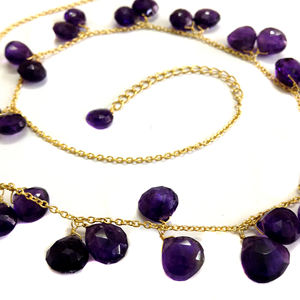 Bijoux en argent Sterling plaqué or 925, pierres précieuses améthyste, chaîne à maillons, collier tendance, vêtements de fête, colliers cadeaux de mariage - Product Image 3