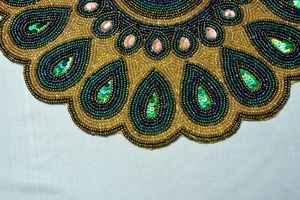 <b>Beaded</b> <b>Placemat</b> Handmade Round Charger for Luxury Dining & Holiday Decor Unique Piece Handmade <b>Beaded</b>, <b>Placemat</b>, Housewarming - Product Image 4