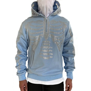 New Trend Men Rhinestone Hoodies Cotton Blended Factory Made High Quality Winter Fleece Luxurious - Product Image 6