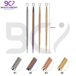 Poussoir à cuticules à double tête en acier inoxydable Stylo à ongles dissolvant de vernis à ongles en gel Outils de manucure propres - Product Image 2