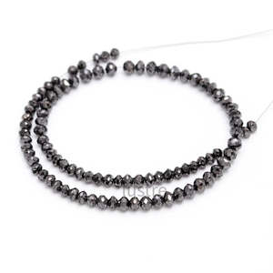Collier de perles de diamant noir 100 % naturel de 24 pouces, 2,7-3,5 mm, pour la fabrication de bijoux, diamants en vrac - Product Image 1