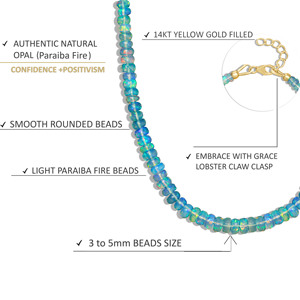 GOODSTONE JEWELS Collier de perles en argent sterling 925 pour femmes Opale naturelle Paraiba plaqué or jaune Cadeau de mariage - Product Image 2