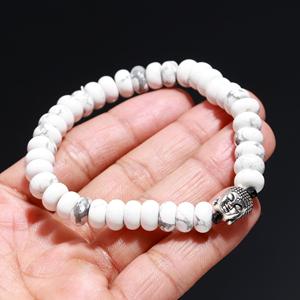 Beautiful Howlite <b>Beads</b> <b>Bracelet</b> for <b>Men</b> & Women Spiritual Healing & Meditation Jewelry Component for Buddha Yoga Practices - Product Image 1
