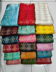 Luxurious 100% Silk Brocade Jacquard Fabric Intricate Floral Geometric Woven Patterns Knitted Printed Technique <b>Wedding</b> Dresses - Product Image 5