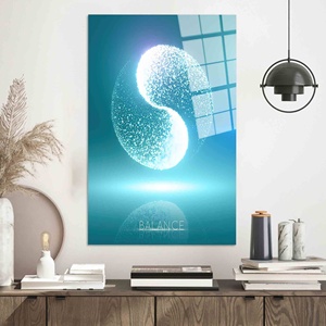 Impression sur toile élégante Blue Zen Circle : décoration de bureau moderne, art sur verre trempé - Product Image 1