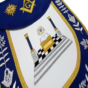 Tablier maçonnique traditionnel de luxe brodé Master Mason, couleurs et logo personnalisables, tissu polyester, Piliers d'autel Soleil - Product Image 2