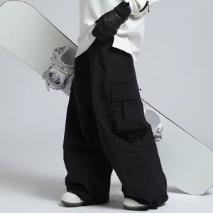 Pantalones de esquí de estilo callejero de Hip Hop para hombre, pantalones Hipster de tendencia holgada con cremallera a prueba de viento impermeables de Color sólido para hombre - Product Image 3