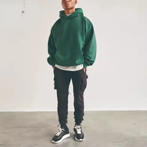 Newest 400gsm 100% Cotton Green Heavy Weight Fleece No <b>string</b> Snap Button Oversized Hoodies men - Product Image 3