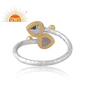 Diseño caliente Plata de ley Amatista verde natural y piedra lunar gris Anillo de piedras preciosas Diseño personalizado Fabricante de joyas - Product Image 2