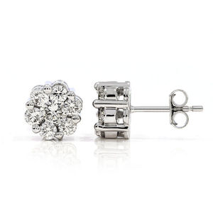 Boucles d'oreilles clous en or blanc 14 carats avec diamants de laboratoire certifiés AGI 2,00 ct - Product Image 2