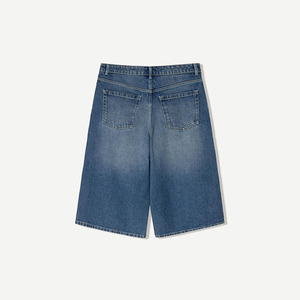 Short en jean à imprimé gaufré personnalisé pour femmes Short en jean taille haute à boutons Short en jean à jambe droite - Product Image 2