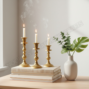 Portavelas de pilar de aluminio de tendencia superior, Juego de 3, acabado dorado, mesa decorativa para Interior del hogar, calidad de exportación - Product Image 3