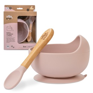 Tazón Rosa Oscuro con Ventosa y Cuchara de Silicona, Juego de Platos y Utensilios - Product Image 1