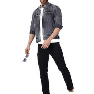 Vêtement d'extérieur décontracté pour homme, veste en jean longue et surdimensionnée, vêtement d'extérieur décontracté avec boutons en laine et en tissu, manteau pour l'automne pour homme - Product Image 2