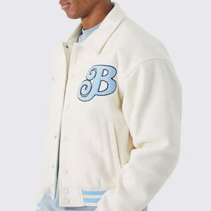 Custom Logo Men's Stand Collar Varsity <b>Jacket</b> with Front - Product Image 3