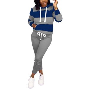 Survêtement 2 pièces pour femmes bloc de couleur tenues d'hiver 2024 sweat à manches longues ensembles de salon avec poches - Product Image 1