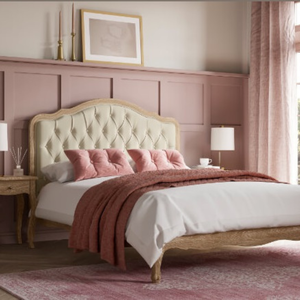 Cama de madera maciza de estilo francés de lujo Color blanco lavado clásico con cabecero trasero de botón para uso residencial - Product Image 6