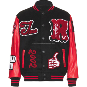 Veste universitaire en polyester satiné personnalisée veste Letterman de baseball veste grande taille en polyester pour hommes avec logo personnalisé - Product Image 1