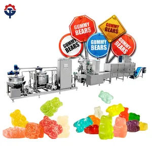 Installeer Gratis Nieuwe Stijl Zachte Jelly Candy Deponeren Installatie Gummy Bear Sugar Coating Productielijn