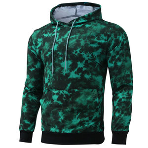 Sweat à capuche décontracté pour hommes Color Block Tie-Dye Sweat avec poche 100% coton Sweat à capuche de saison d'hiver - Product Image 3
