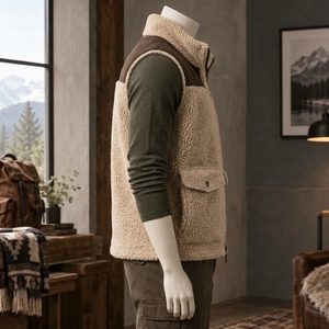 Gilet en sherpa pour homme, fabriqué avec un tissu polaire doux, construction isolante et chaude, fermeture éclair sécurisée et coupe confortable pour l'extérieur - Product Image 3