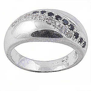 925 Silver Rose Gold & Rhodium Plated <b>Black</b> Stone Fashion <b>Ring</b> for <b>Women</b> Statement Jewelry Inlay Setting Licensed Private Brand - Product Image 3