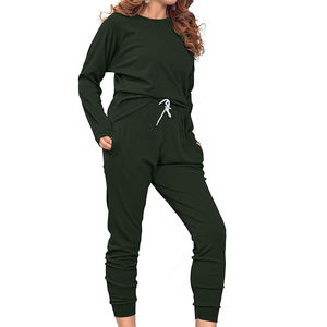 Best Quality Winter Women's Plus Size Casual 2-Piece Crew Neck Hoodie Jogger Pants Set Long Sleeves <b>100</b>% <b>Nylon</b> Eco-Friendly - Product Image 1