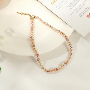 Collar de cristal con cuentas, collar de joyería inspirado en la moda, collar de cadena con cuentas, collar de moda, collar chapado en oro - Product Image 3
