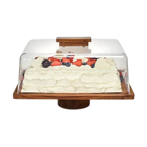 Bandeja de Madera Ecológica Clásica y Elegante de Alta Calidad con Tapa, Soporte para Pastel, Apta para Lavavajillas y Microondas, Decoración para Fiestas, Frutas y Postres - Product Image 1