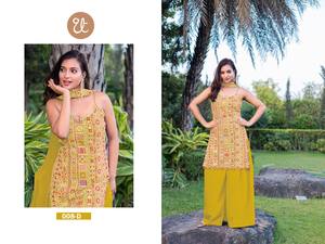 Tenue de soirée de créateur Farshi Salwar Kameez avec Dupatta pour femmes Top de costume Sharara-Palazzo Indian Ethnic Pakistani Eid Suit - Product Image 4