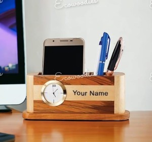 Wholesale Price Rectangle Pattern <b>Pen</b> Stand Modern <b>Pen</b> Organizer Solid Wood <b>Pen</b> Holder for Desk - Product Image 4