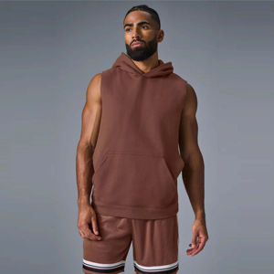 OEM Men Athletic <b>Sleeveless</b> <b>Hoodie</b> - Moisture-Wicking and Quick-Dry <b>Hoodie</b> for Gym, Running, and Fitness, Perfect for Training - Product Image 1