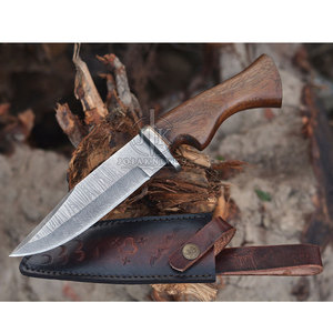 Couteaux de chasse personnalisés avec logo OEM, couleur unie, manche en bois, lame en acier inoxydable à pointe tombante, garantie de 3 ans - qualité industrielle - Product Image 1