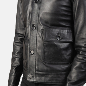 Latest Design High Demanded Stand Colar VIntage Style Genuine Leather Windproof Breathable front Pocket Leather <b>Jacket</b> For <b>Men</b> - Product Image 2