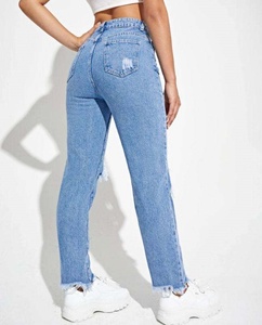 Offre Spéciale nouvelle mode femmes pantalons en <span class=keywords><strong>jean</strong></span> en gros de haute qualité personnalisé déchiré maman Fit haute rue porter un <span class=keywords><strong>jean</strong></span> solide - Product Image 4