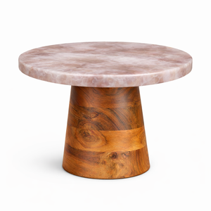 Support à gâteau moderne en résine avec base en bois, support rond pour servir les gâteaux pour mariages, fêtes, maison, cuisine, présentation - Product Image 3
