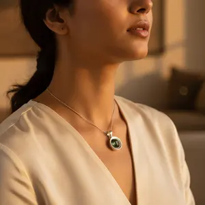 925 Silver Green Amethyst Pendant for Women Handmade Gemstone Jewelry Rose <b>Gold</b> Emerald Cut Diamond Cartoon Pattern <b>Number</b> Charm - Product Image 3