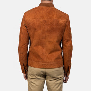 Chaqueta de Motociclista de Gamuza Marrón para Hombre, Estilo Moderno, Chaqueta Cortavientos de Cuero con Cuello Camisero, Chaqueta Fácil de Usar para Hombre - Product Image 2