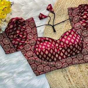 Exportation indienne qualité belle tenue tendance fantaisie pur Ajrakh coton Blouse avec broderie travail fabricant de Surat - Product Image 6